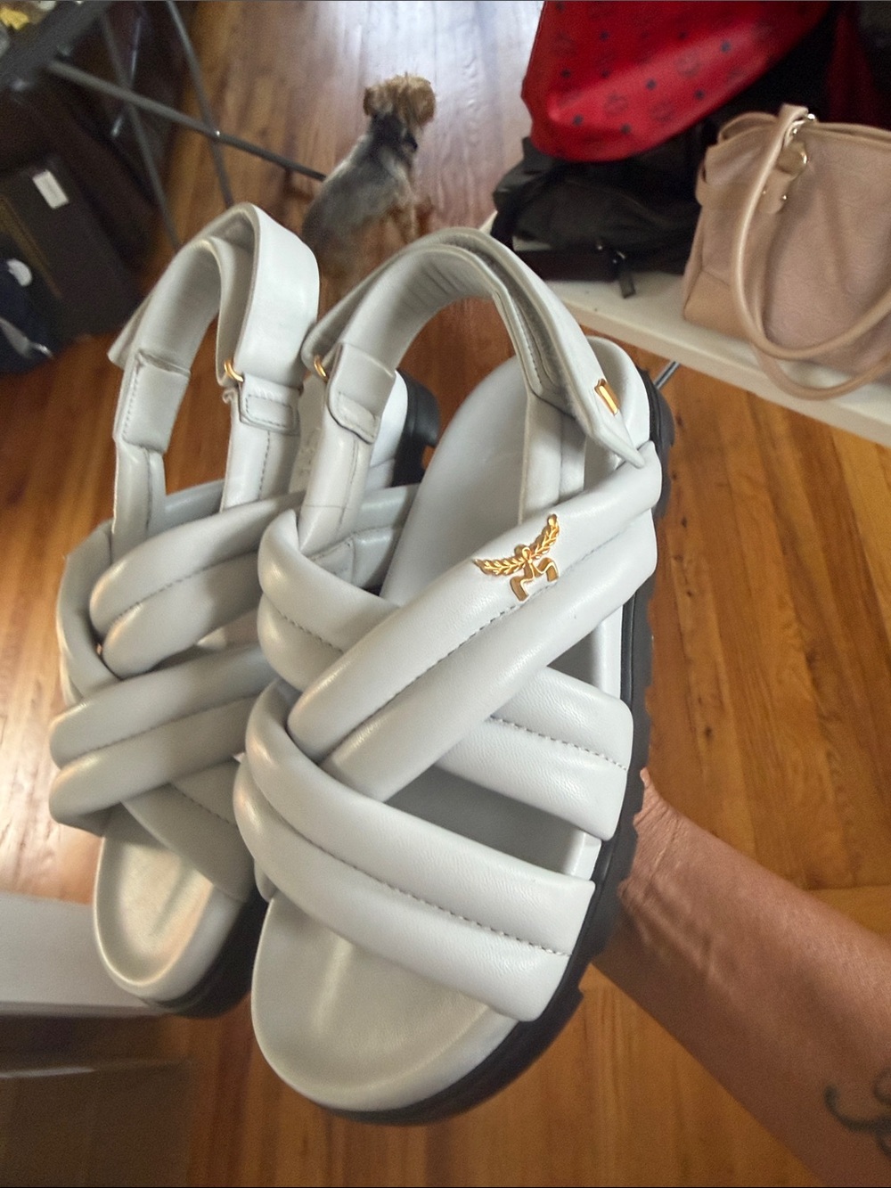 MCM Padded Braided Slingback Sandals - Light Blue - Picture 2 of 6